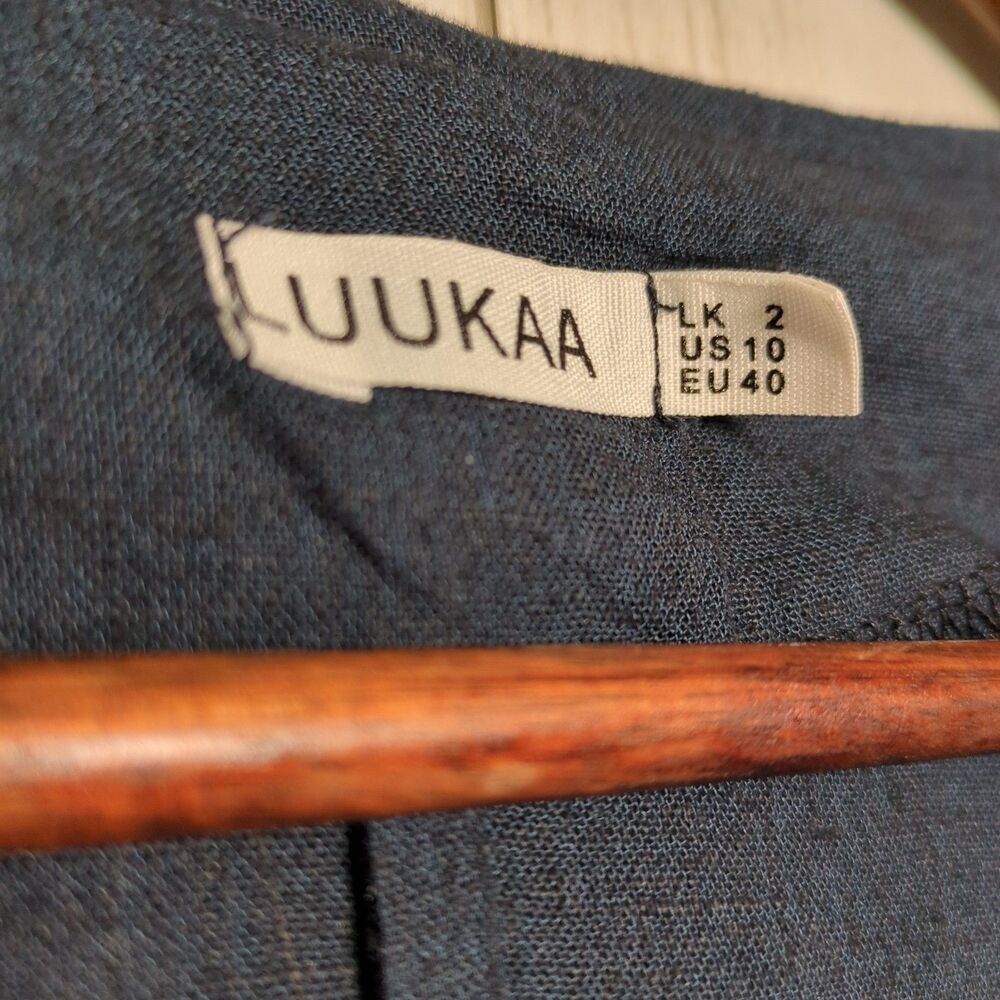 Blue Linen Blend Jacket Blazer Top Minimalist Lagen Womens 10 LUUKAA - Picture 5 of 12